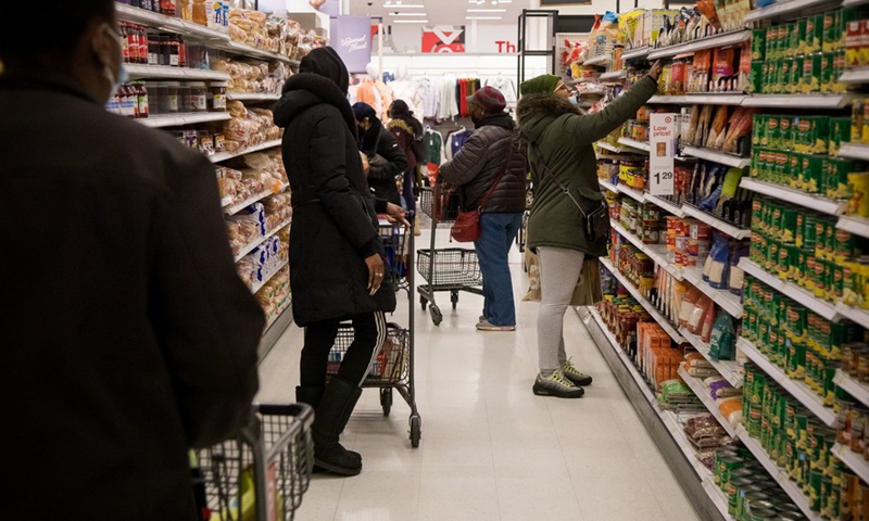 Customers shop at a store in the Brooklyn borough of New York, the United States, Feb. 10, 2022.(Photo: Xinhua)