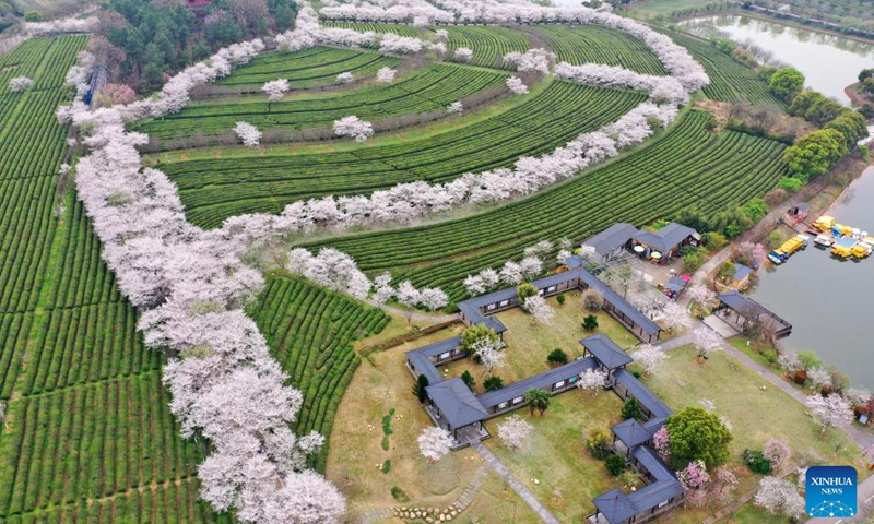 Aerial photo taken on March 16, 2022 shows a view of Fenghuanggou scenic area in Nanchang County of east China's Jiangxi Province. (Xinhua/Peng Zhaozhi)
