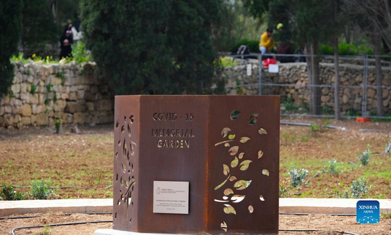 Photo taken on March 17, 2022 shows a view of the COVID-19 memorial garden in Paola, Malta. Maltese Health Minister Chris Fearne formally inaugurated the garden on Wednesday.(Photo: Xinhua)