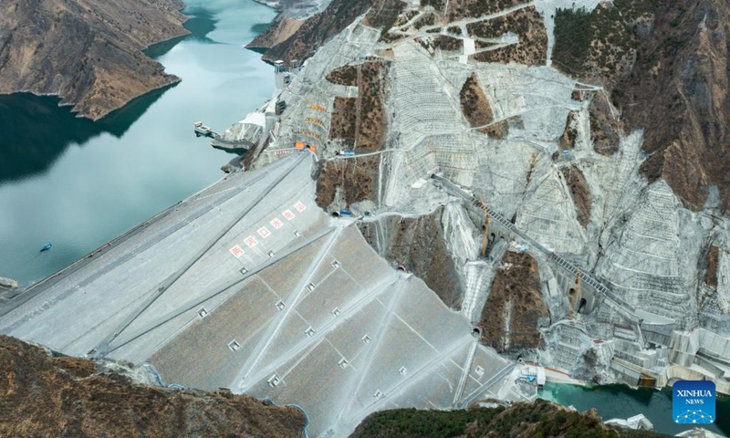 Aerial photo taken on Aug. 14, 2021 shows Lianghekou hydropower plant on the Yalong River in Tibetan Autonomous Prefecture of Garze, southwest China's Sichuan Province.Photo:Xinhua