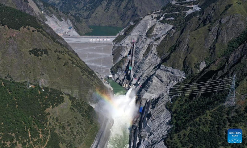 Aerial photo taken on Aug. 14, 2021 shows Lianghekou hydropower plant on the Yalong River in Tibetan Autonomous Prefecture of Garze, southwest China's Sichuan Province.Photo:Xinhua