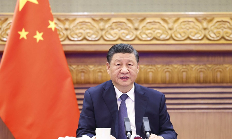 Chinese President Xi Jinping has a video call with U.S. President Joe Biden at the latter's request in Beijing, capital of China, March 18, 2022.(Photo: Xinhua)