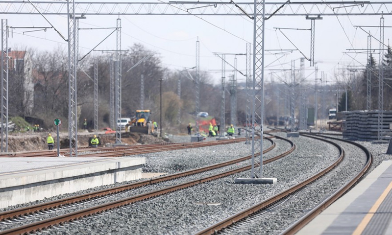 Photo taken on March 25, 2021 shows the construction site of the Belgrade-Budapest high-speed railway in Belgrade, Serbia.Photo:Xinhua