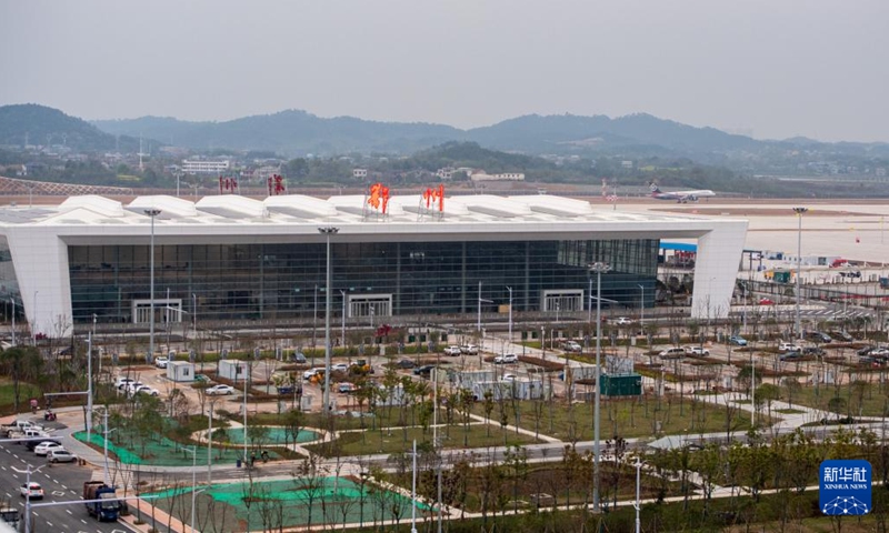 Photo taken on March 19, 2022 shows a view of the Ezhou Huahu Airport in Ezhou, central China's Hubei Province. Photo:Xinhua