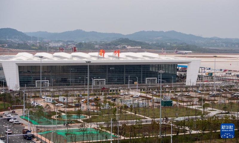 Photo taken on March 19, 2022 shows a view of the Ezhou Huahu Airport in Ezhou, central China's Hubei Province. Photo:Xinhua 