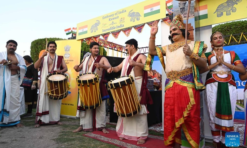Artists perform during a cultural exhibition in Capital Governorate, Kuwait, on March 19, 2022.Photo:Xinhua