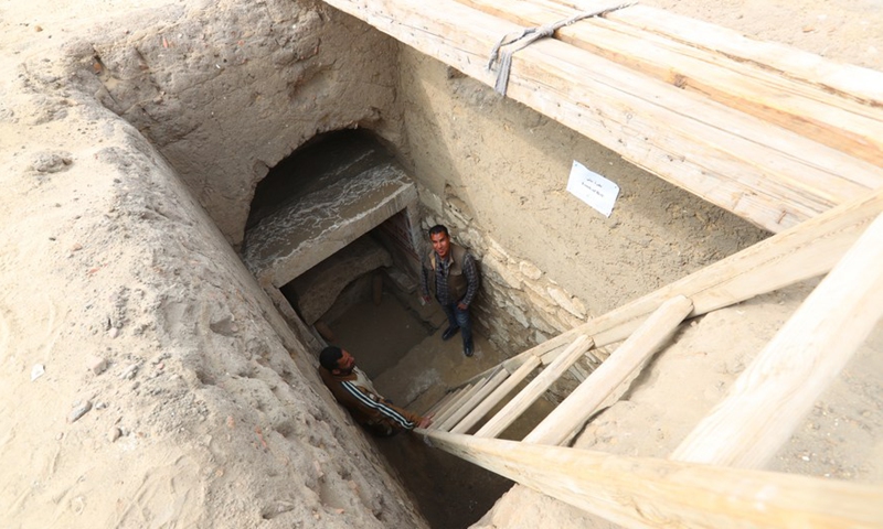 Photo taken on March 19, 2022 shows an ancient tomb in the Saqqara archaeological sites southwest of Cairo, Egypt.Photo:Xinhua