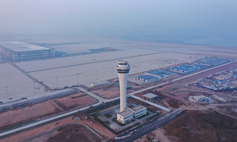 The photo taken on December 29, 2021 shows China's first cargo airport in Ezhou, Central China's Hubei Province. Photo: VCG