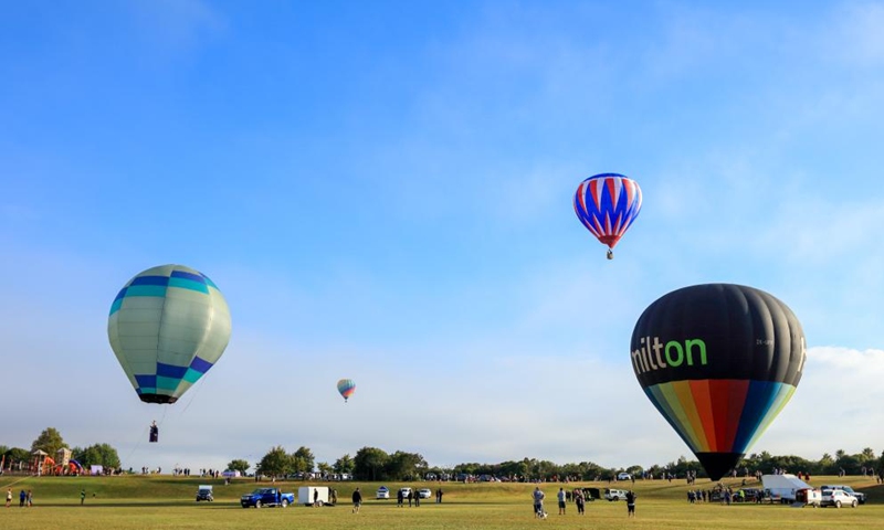 Hot-air balloons are seen during the 5-day Balloons Over Waikato Festival in Hamilton, New Zealand, March 18, 2022.Photo:Xinhua