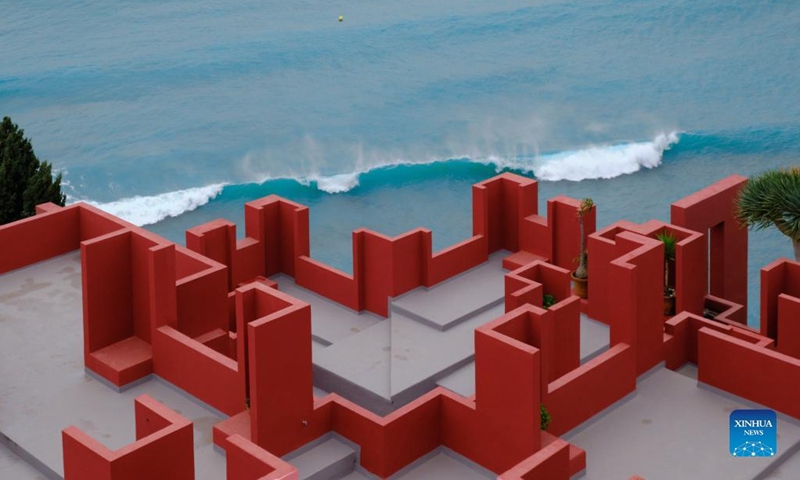 Photo taken on March 18, 2022, shows a view of the famous building La Muralla Roja in Calpe, Spain.Photo:Xinhua