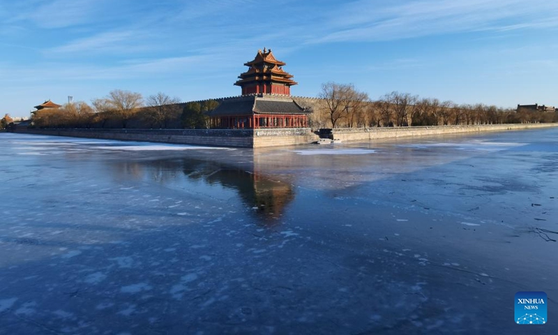 Photo taken with a mobile phone shows a turret of the Palace Museum in Beijing, capital of China, Feb. 3, 2022.(Photo: Xinhua)