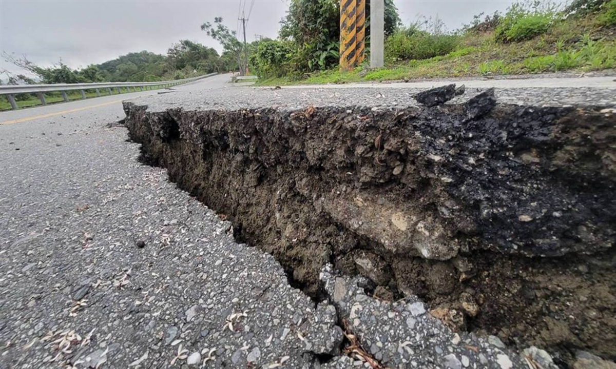The earthquake that struck Taiwan in the early hours of March 23 caused damage to roads