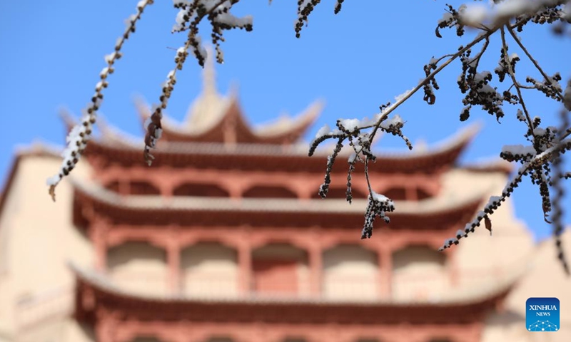 Photo taken on March 25, 2022 shows a view of the Mogao Grottoes, a world cultural heritage site, in Dunhuang, northwest China's Gansu Province.Photo:Xinhua