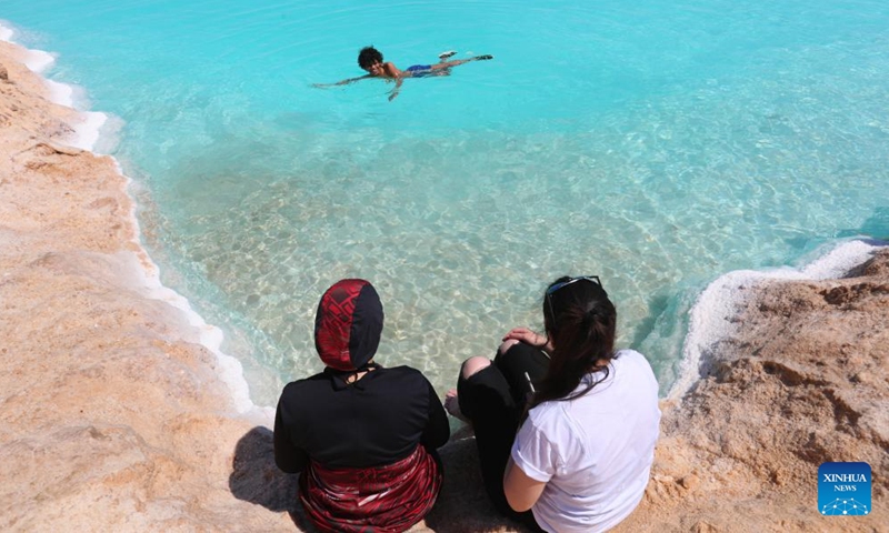 A child floats on a salt lake at Siwa Oasis in Matrouh Governorate, Egypt, on March 26, 2022.Photo:Xinhua