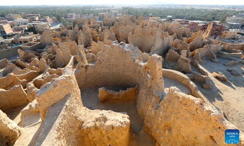 Photo taken on March 26, 2022 shows a view of the ruins of Shali Fortress at Siwa Oasis in Matrouh Governorate, Egypt. Siwa Oasis, in Egypt's Western Desert, is a renowned tourist destination in Egypt for its natural landscapes, historical ruins and cultural traditions.(Photo: Xinhua)