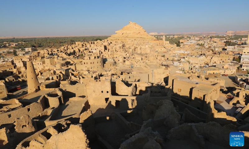 Photo taken on March 26, 2022 shows a view of the ruins of Shali Fortress at Siwa Oasis in Matrouh Governorate, Egypt. Siwa Oasis, in Egypt's Western Desert, is a renowned tourist destination in Egypt for its natural landscapes, historical ruins and cultural traditions.(Photo: Xinhua)