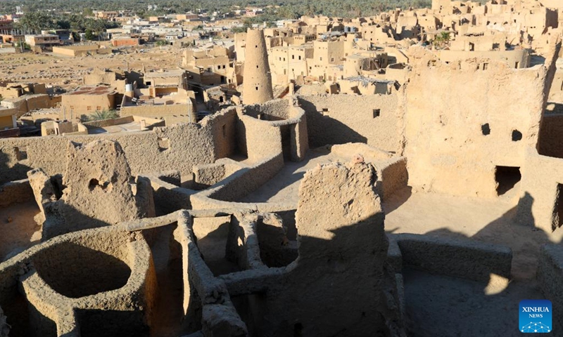 Photo taken on March 26, 2022 shows a view of the ruins of Shali Fortress at Siwa Oasis in Matrouh Governorate, Egypt. Siwa Oasis, in Egypt's Western Desert, is a renowned tourist destination in Egypt for its natural landscapes, historical ruins and cultural traditions.(Photo: Xinhua)