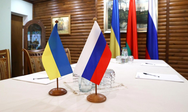 Photo taken on March 7, 2022 shows a view of the third round of talks between Russian and Ukrainian delegations at the Belovezhskaya Pushcha.Photo:Xinhua