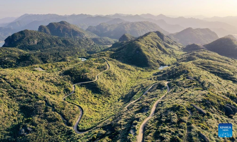 Aerial photo taken on April 8, 2022 shows the view of Wuhu Mountain national forest park in Xiangqian Township, Minhou County, Fuzhou, southeast China's Fujian Province.Photo:Xinhua
