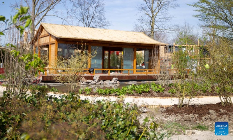 Photo taken on April 11, 2022 during a press preview shows China's Pavilion at Floriade Expo 2022 in Almere, the Netherlands. Floriade Expo 2022, a world horticultural exhibition, is set to be held in Almere from April 14 to Oct. 9.(Photo: Xinhua)