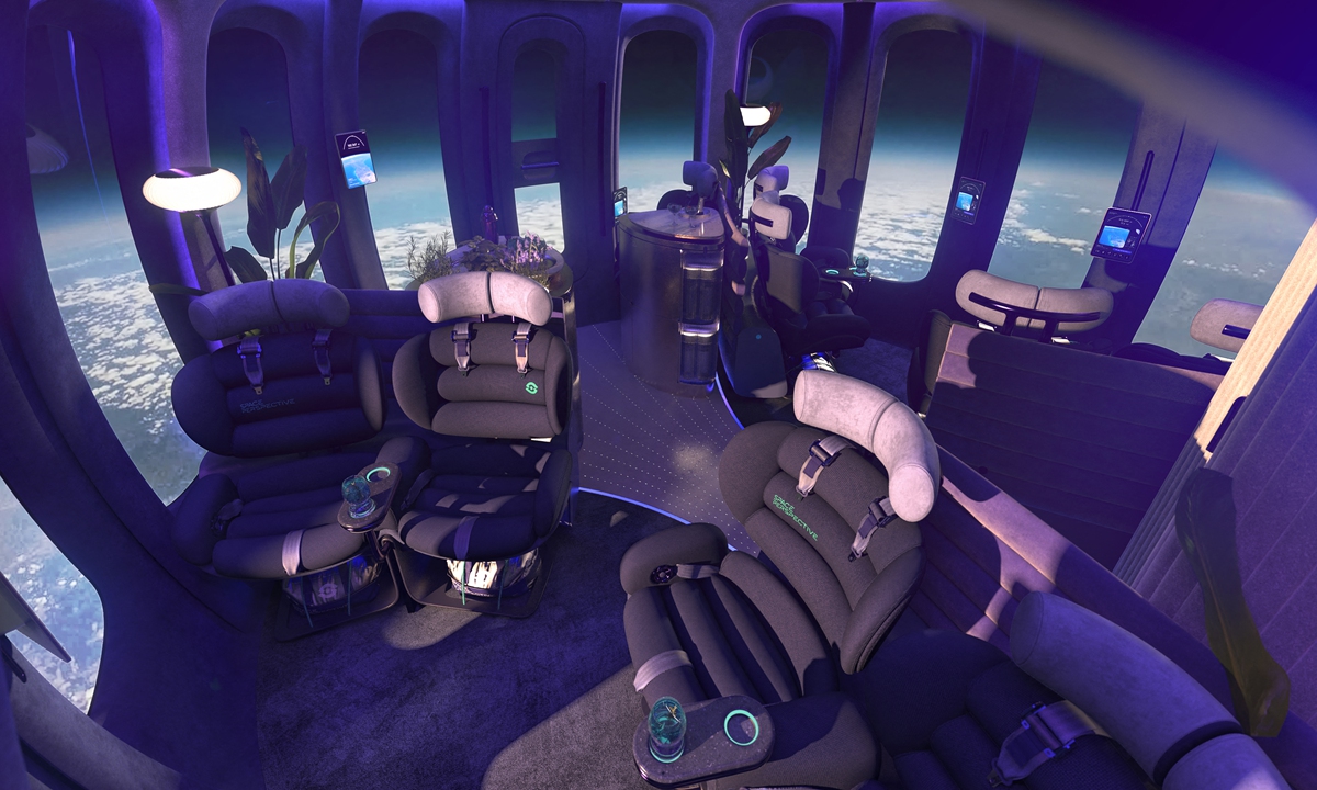 The space lounge inside the spaceship Neptune's capsule Photo: AFP