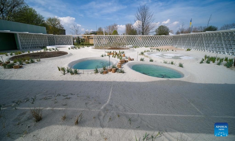 Photo taken on April 14, 2022 shows the United Arab Emirates' pavilion at Floriade Expo 2022 in Almere, the Netherlands. With the theme Growing Green Cities, Floriade Expo 2022, a world horticultural exhibition, opened here on Thursday.(Photo: Xinhua)