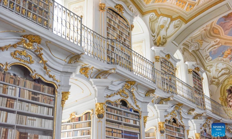 Photo taken on April 13, 2022 shows a view of the library of Admont Abbey in Admont, Austria. (Photo: Xinhua)