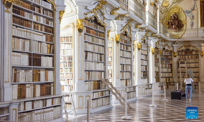 Photo taken on April 13, 2022 shows a view of the library of Admont Abbey in Admont, Austria. (Photo: Xinhua)