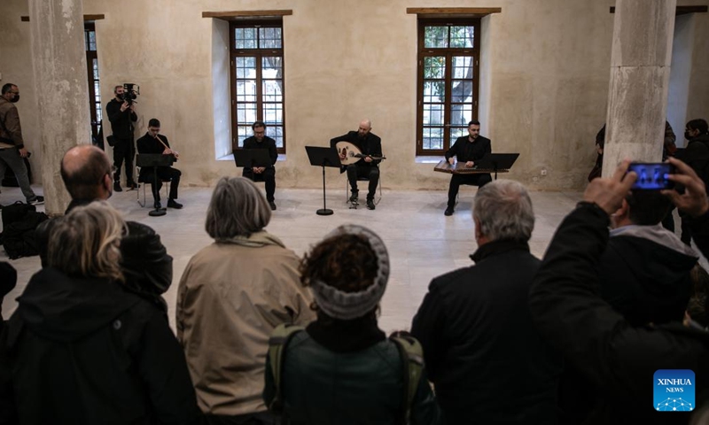 Musicians perform in the Fethiye Mosque during the first Sacred Music Festival in Athens, Greece, on April 19, 2022. The first Sacred Music Festival takes place at 17 landmarks in Athens from April 18 to April 20.(Photo: Xinhua)
