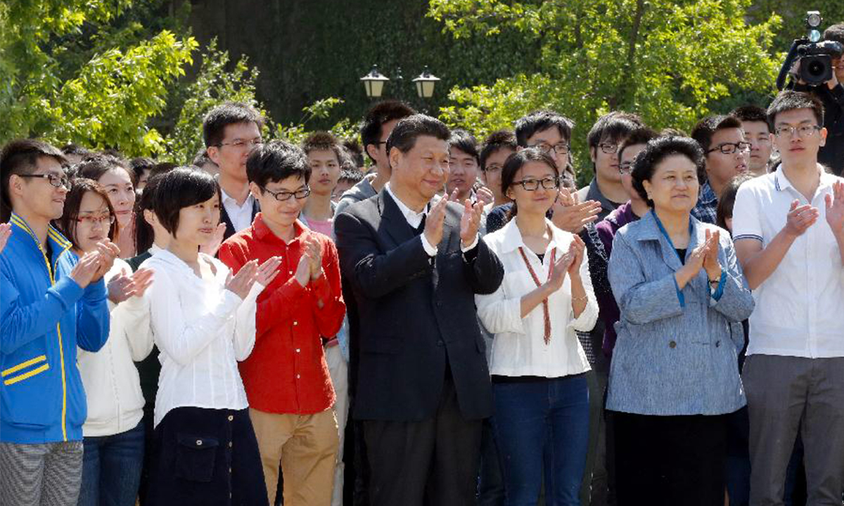President Xi Jinping attends a campus poetry recital marking the 95th anniversary of the May 4th Movement of 1919 at Peking University (PKU) in Beijing on May 4, 2014. Photo: Xinhua