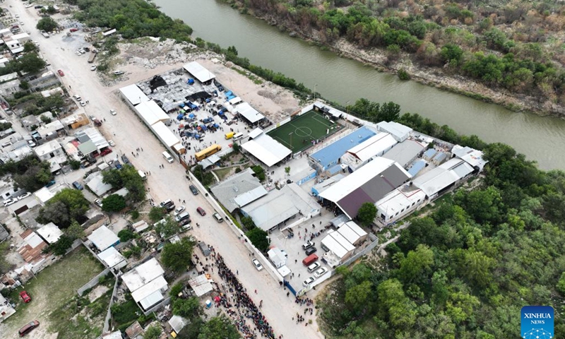 Aerial photo taken on May 3, 2022 shows a shelter for migrants near the Mexico-U.S. border in Reynosa, Tamaulipas, Mexico. (Xinhua)