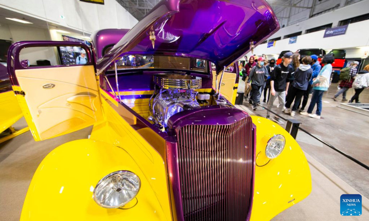 A custom Ford vehicle is seen at the 2022 Toronto Motorama Custom Car & Motorsports Expo in Mississauga, the Greater Toronto Area, Canada, April 29, 2022.Photo:Xinhua
