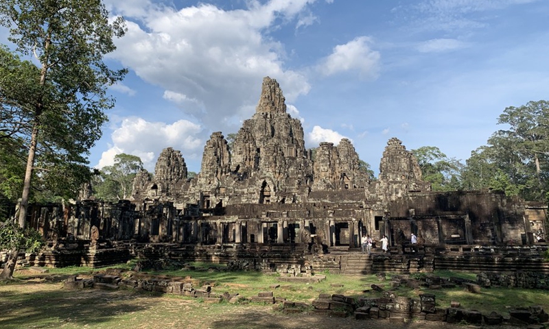 Photo taken on April 5, 2022 shows the Bayon Temple in the Angkor Archeological Park in Siem Reap province, Cambodia. (Photo: Xinhua)