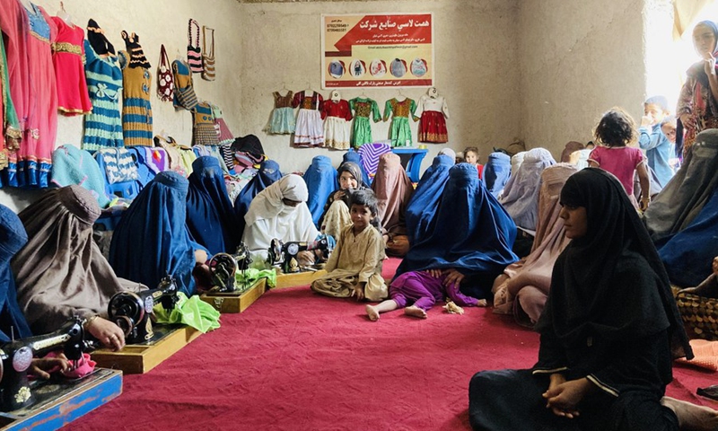 Afghan women work in a tailor shop in Kandahar Province, Afghanistan, April 26, 2022.(Photo: Xinhua)