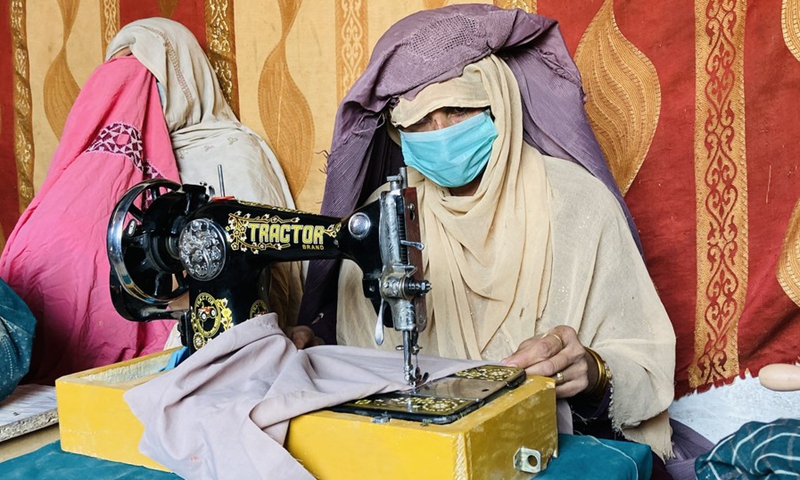 Afghan women work in a tailor shop in Kandahar Province, Afghanistan, April 26, 2022.(Photo: Xinhua)