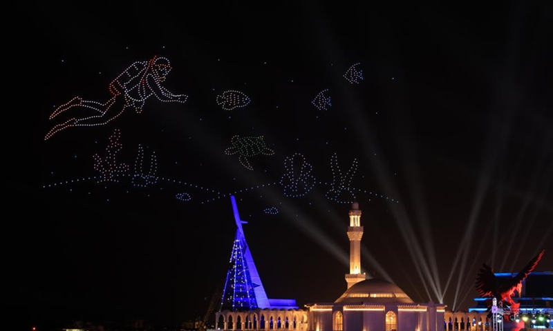 Photo shows drones show in north Jeddah, Saudi Arabia, May 2, 2022.Photo:Xinhua