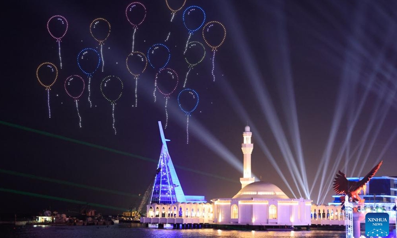 Photo shows drones show in north Jeddah, Saudi Arabia, May 2, 2022.Photo:Xinhua