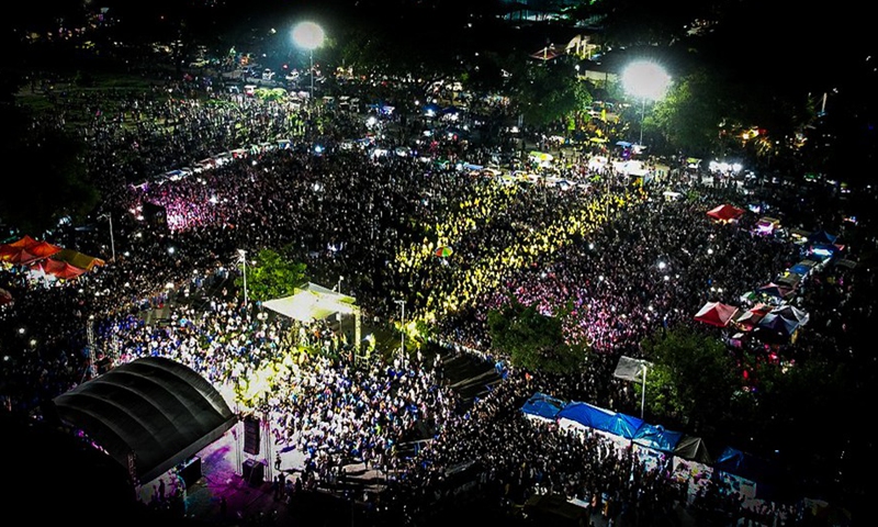 Supporters of presidential candidate Ferdinand Marcos Jr. are seen during his final campaign rally for the 2022 national and local elections in Paranaque City, the Philippines, May 7, 2022.Photo:Xinhua