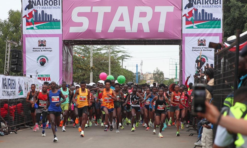 Runners participate in the Nairobi City Marathon in Nairobi, Kenya, May 8, 2022. (Xinhua/Long Lei)