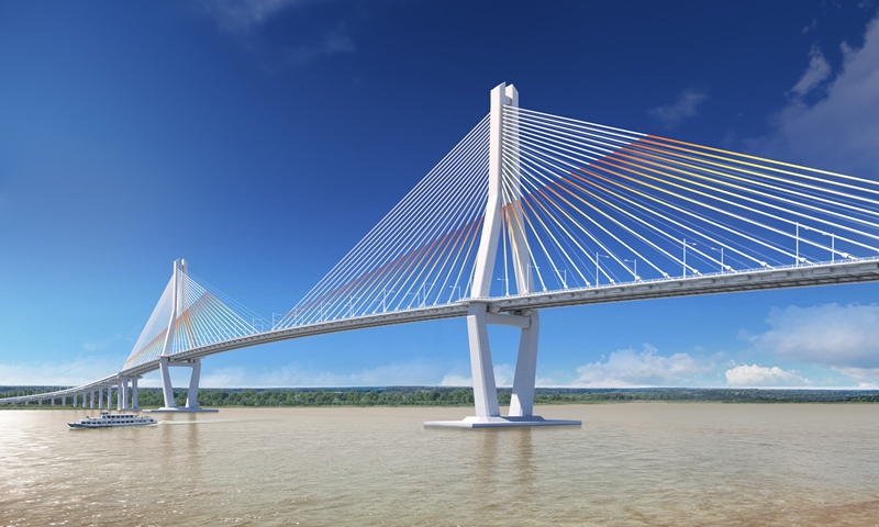 Design sketch of the four-lane road Korea-Myanmar Friendship Bridge that provides a route from downtown Yangon to Dala in Myanmar Photo: Courtesy of China Civil Engineering Construction Corporation