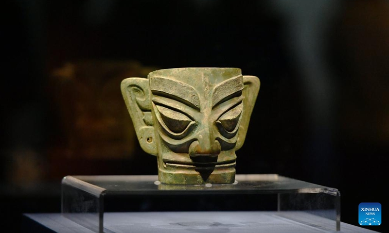 An exhibit is displayed at an exhibition named Share the Same River: Bronze Age Civilization in the Yangtze River Valley at Fujian Museum in Fuzhou City, southeast China's Fujian Province, May 12, 2022.(Photo: Xinhua)
