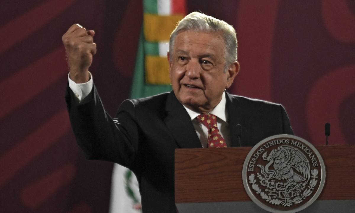 Mexico's President Andres Manuel Lopez Obrador announces he will not attend the Summit of Americas as the US did not invite all the governments of the region during the daily morning press conference in Mexico City on June 6, 2022. Photo: AFP