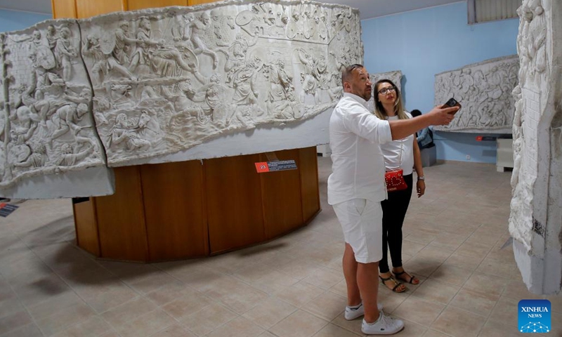 People visit Romania's National History Museum which opens until late in night as part of the European Night of Museums cultural initiative in Bucharest, capital of Romania, May 14, 2022.Photo:Xinhua