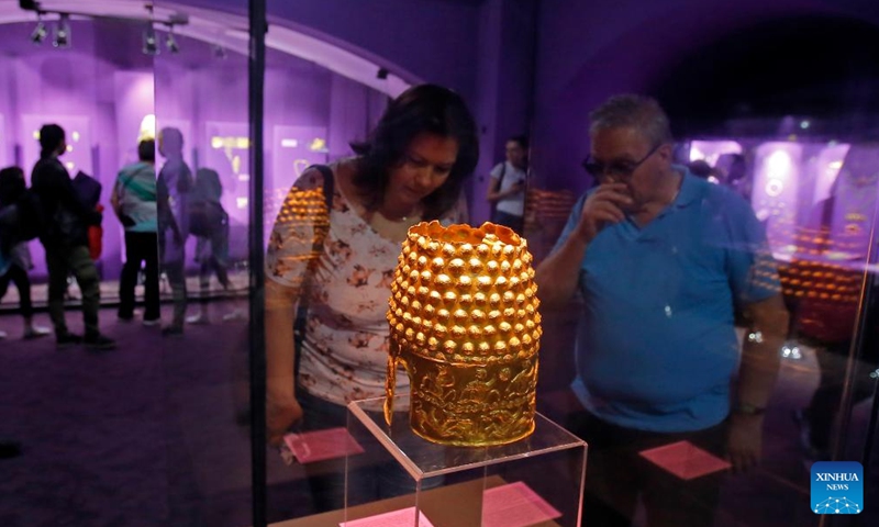 People visit Romania's National History Museum which opens until late in night as part of the European Night of Museums cultural initiative in Bucharest, capital of Romania, May 14, 2022.Photo:Xinhua