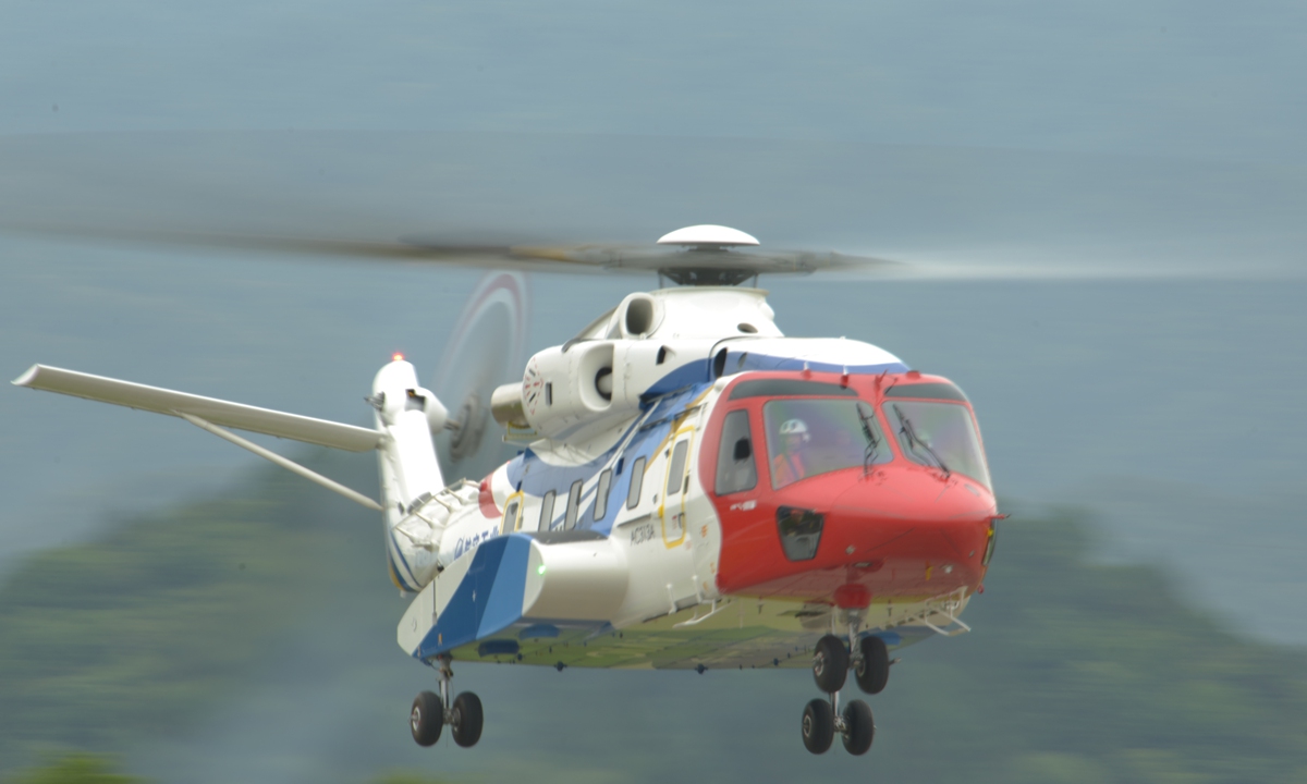 China's latest large helicopter, the AC313A, successfully conducted its first flight on May 17, 2022 in Jingdezhen, East China's Jiangxi Province. Photo: Courtesy of AVIC