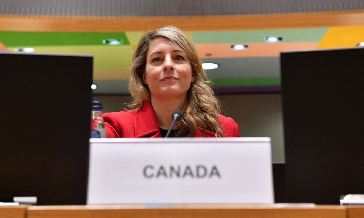 Canada's Foreign Minister Melanie Joly attends the Foreign Affairs Council meeting at the EU headquarters in Brussels on May 16, 2022.Photo: AFP