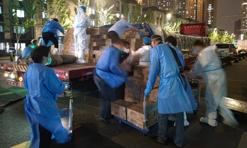 Budweiser emergency drinking water being delivered to makeshift hospitals and communities in Shanghai. Photo: Courtesy of Budweiser. 