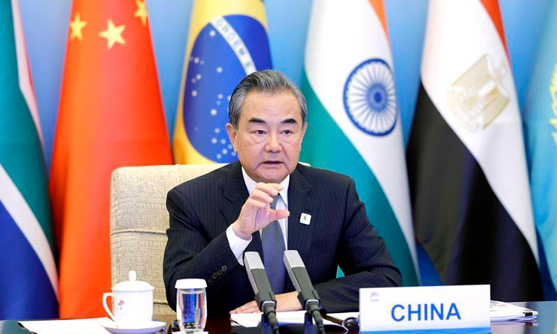 Wang Yi chairs dialogue of foreign ministers between BRICS and emerging markets and developing countries on May 19, 2022. Photo: Courtesy of Ministry of Foreign Affairs
