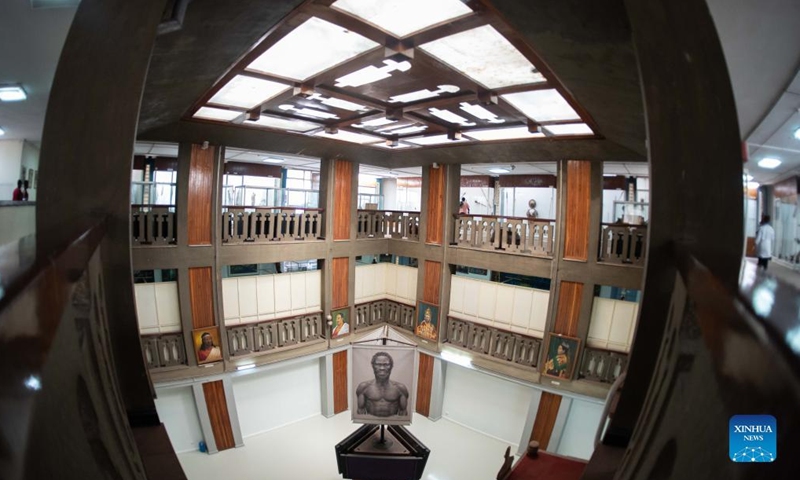 Photo taken on May 18, 2022 shows the Interior of National Museum of Ethiopia in Addis Ababa, Ethiopia. The museum houses collections of precious heritages, including fossilized bones of a female of the hominin species Australopithecus afarensis, named Lucy, which is believed to live about 3.2 million years ago.(Photo: Xinhua)