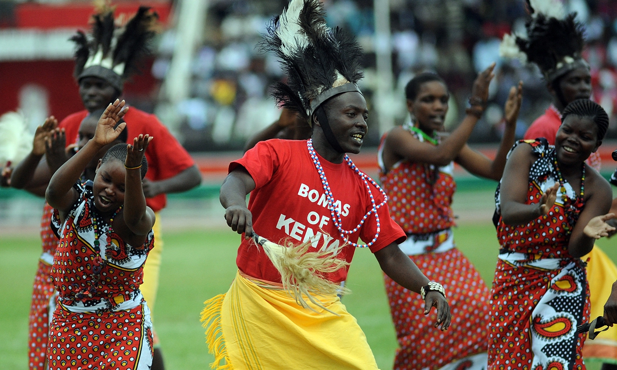 Dancers of the Bomas in Kenya dance in commemoration of Kenya's 47th Independence anniversary (47th Jamhuri Day) on December 12, 2010 at the Nyayo national stadium in Nairobi, capital of Kenya. Photo: AFP